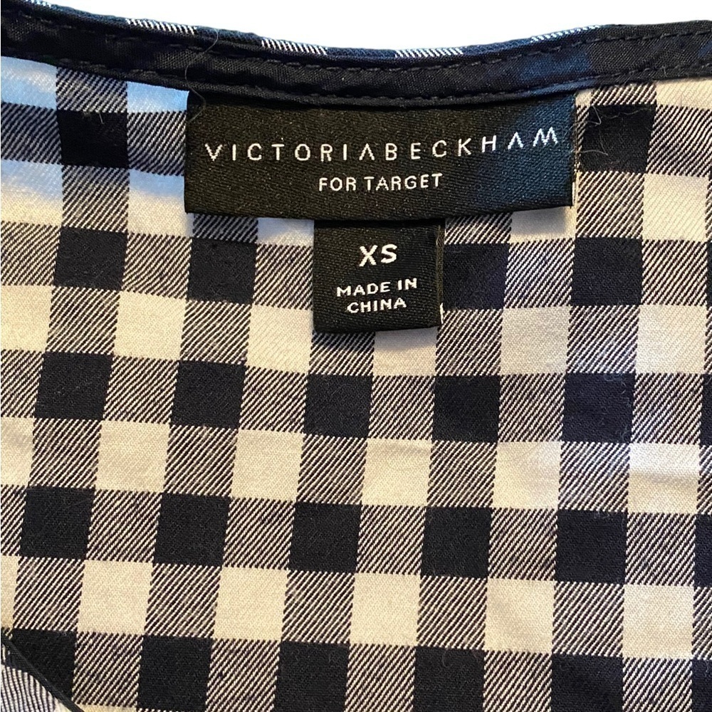 Victoria Beckham for Target Black and White Gingham Peplum Blouse Size XS - Picture 3 of 6